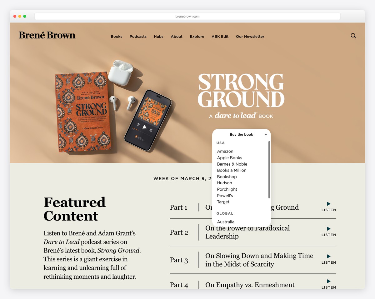 brene brown public speaker website example
