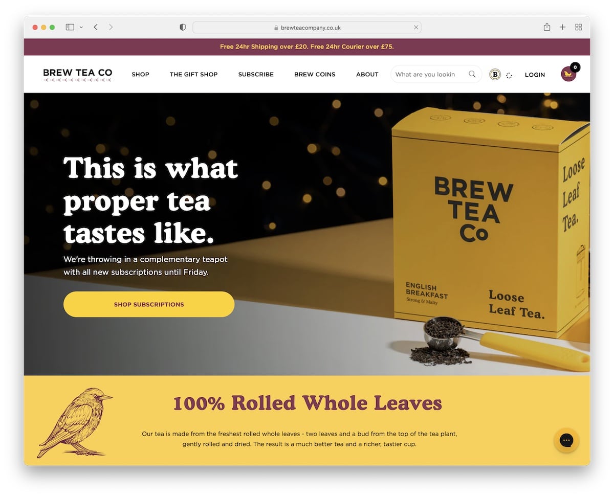 brew tea co food website