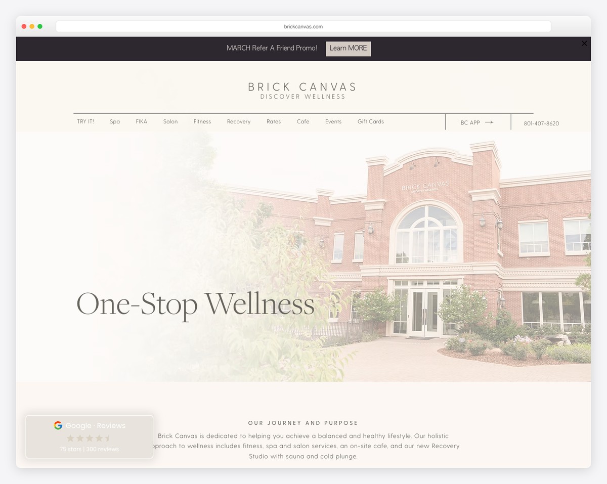brick canvas website example