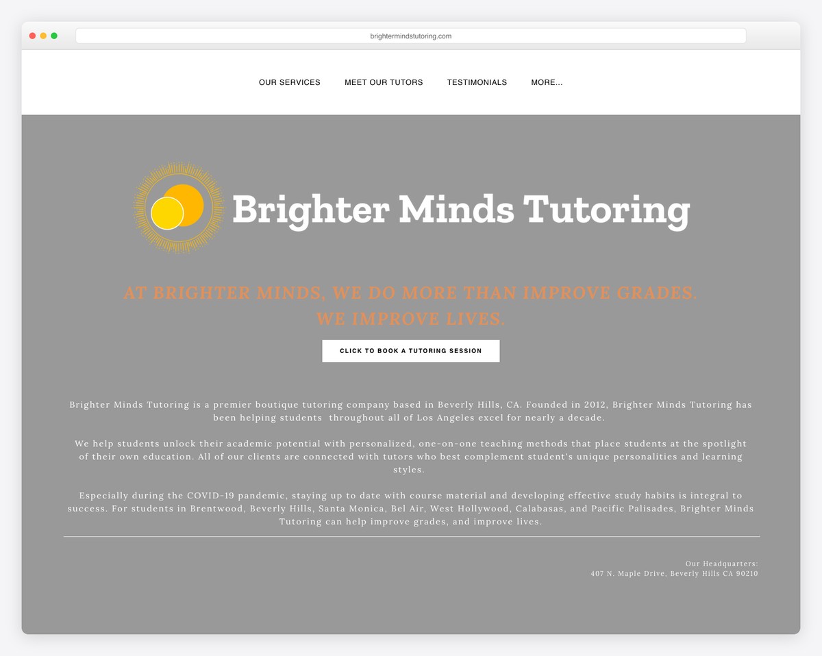 brighter minds tutoring website