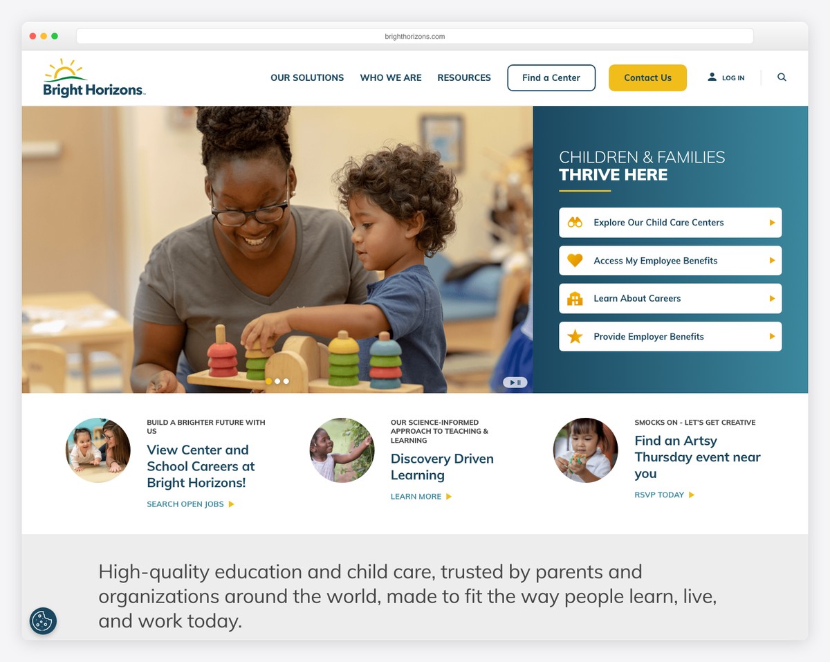 bright horizons website example
