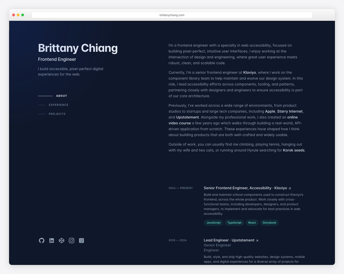 brittany chiang developer portfolio