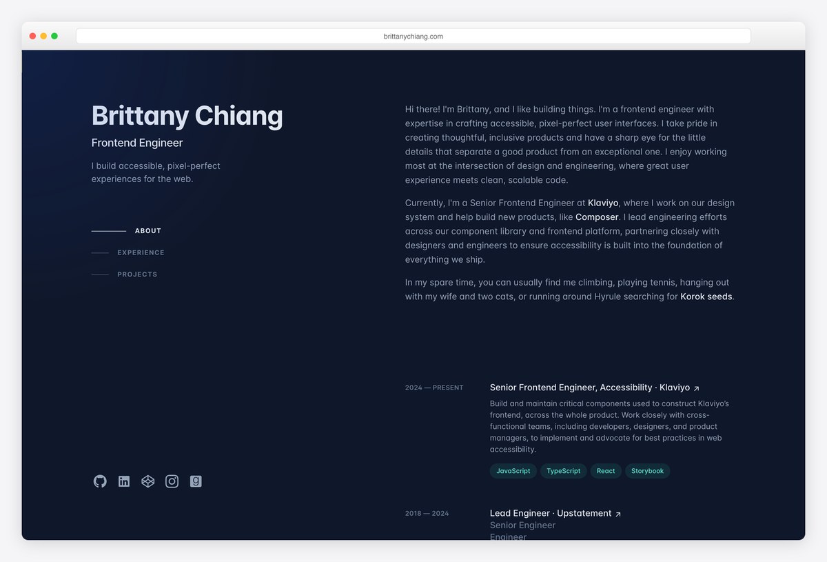 Brittany Chiang portfolio website