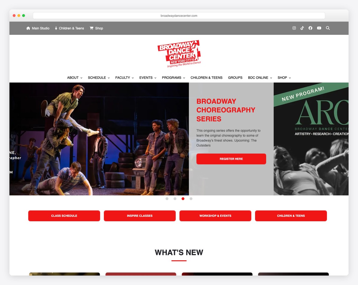 broadway dance center website example