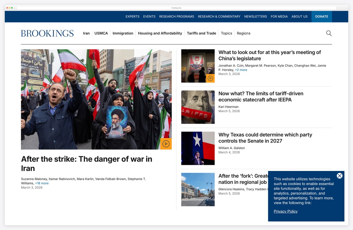brookings institution think tank political website example
