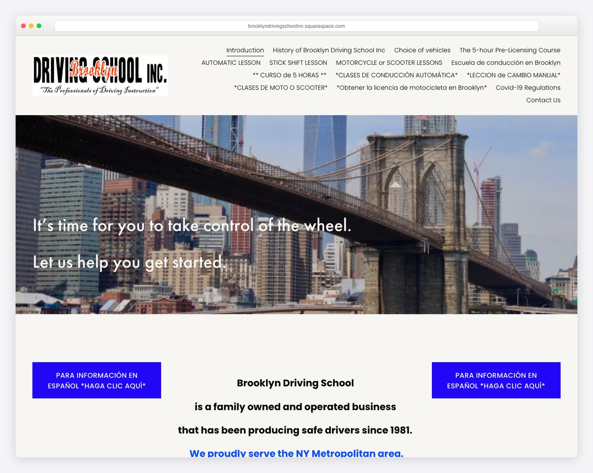 brooklyn driving school website example