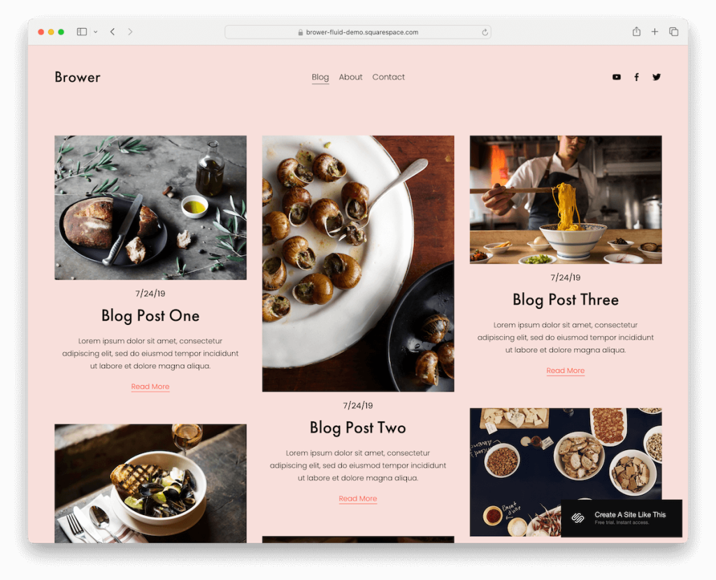 brower squarespace food and drink template