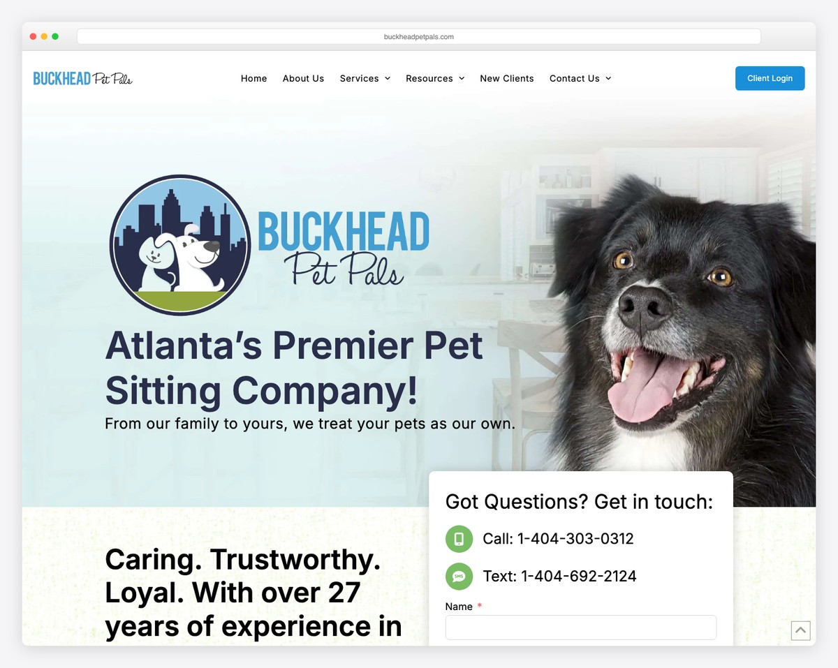 buckhead pet pals website example