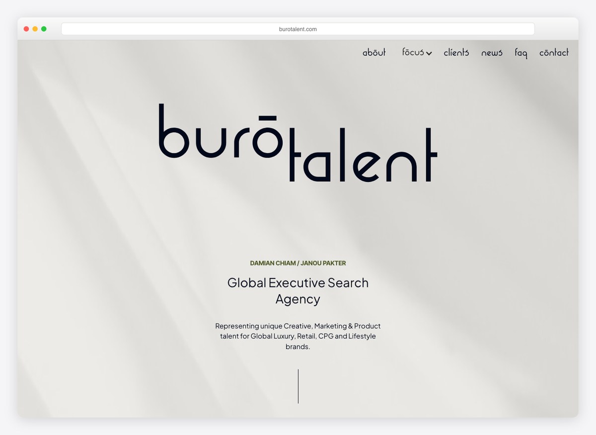 Burõ Talent recruitment website homepage