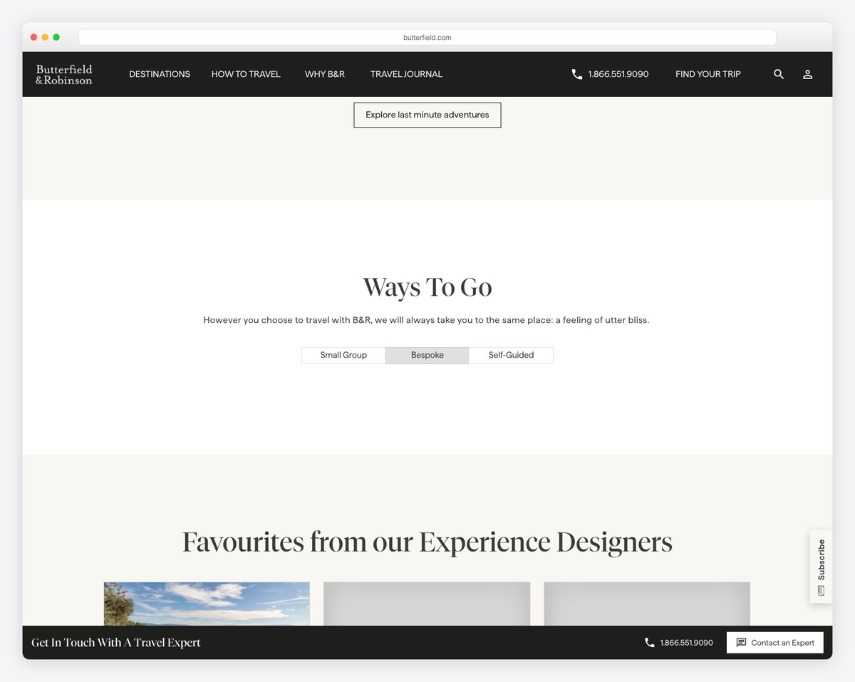 butterfield & robinson website example