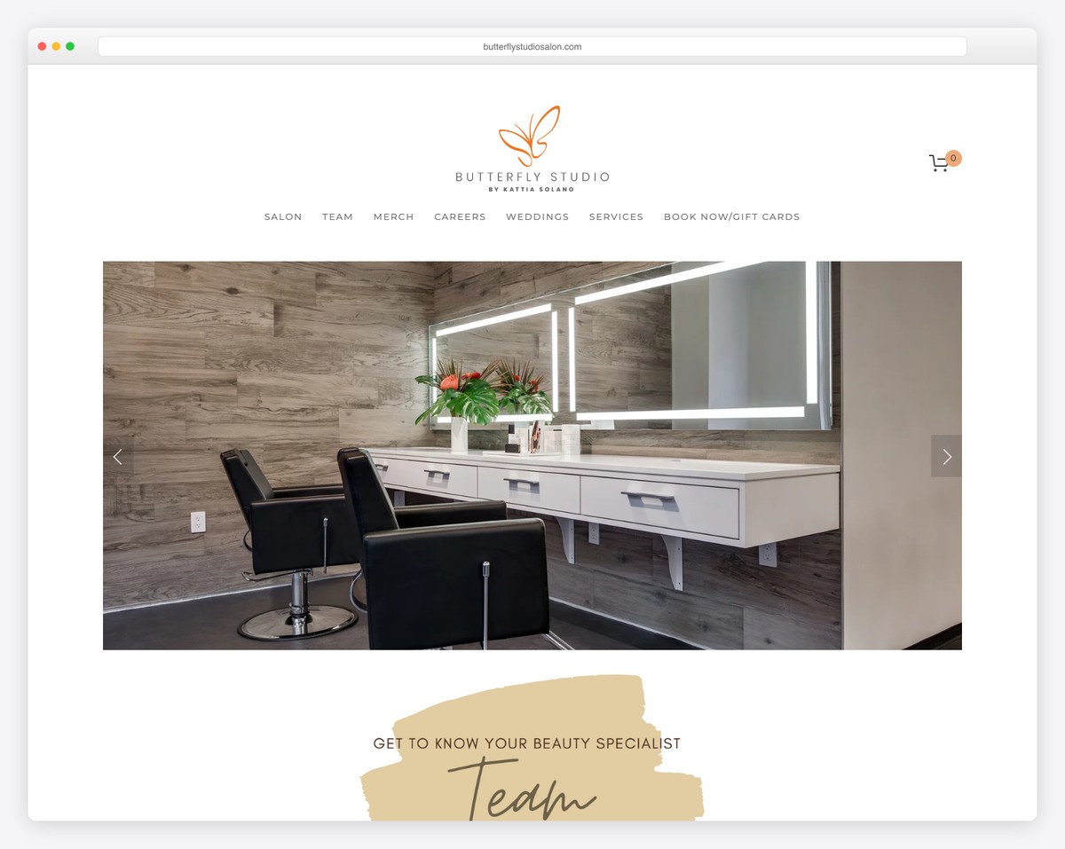 butterfly studio salon website example