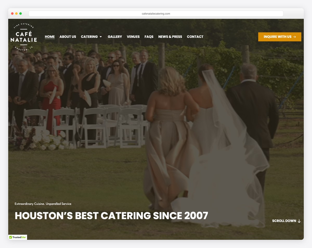 cafe natalie catering website example