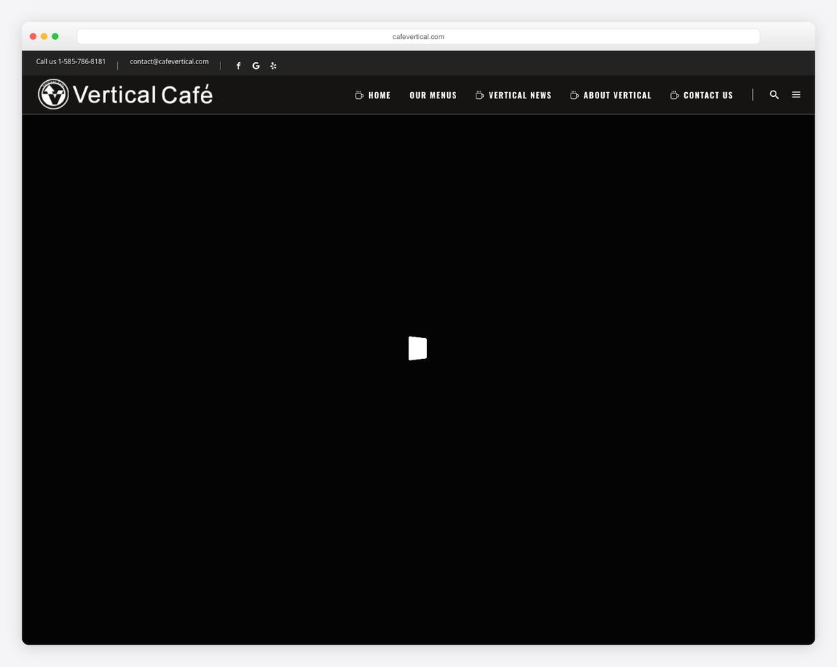 vertical cafe website example