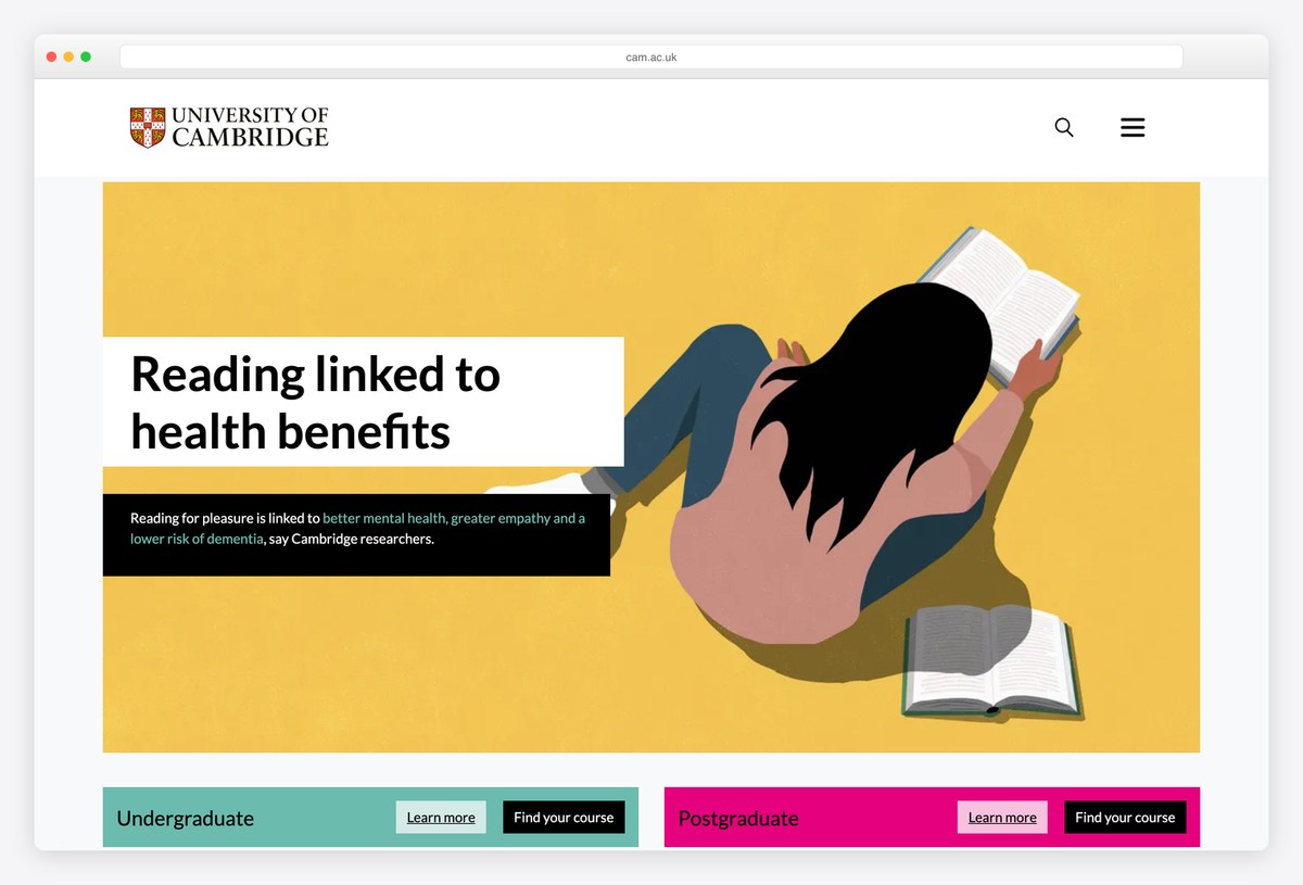 University of Cambridge homepage design