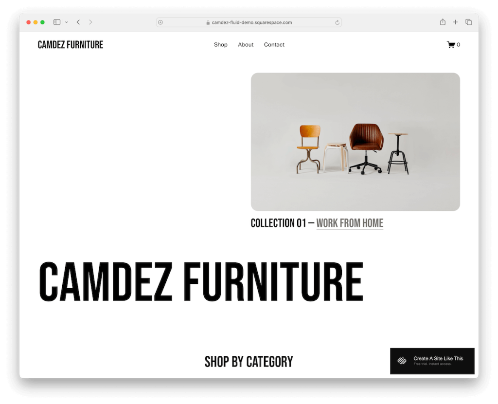 camdez squarespace minimalist template