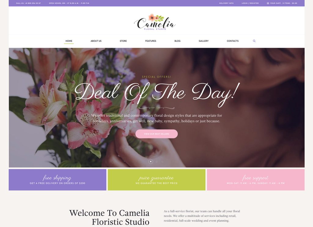 Camelia - Floral Studio Florist WordPress Theme