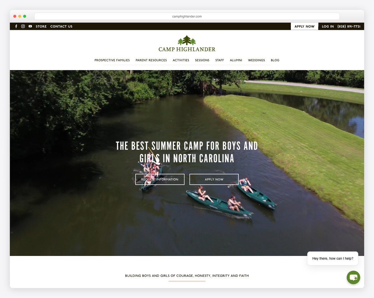 camp highlander website example