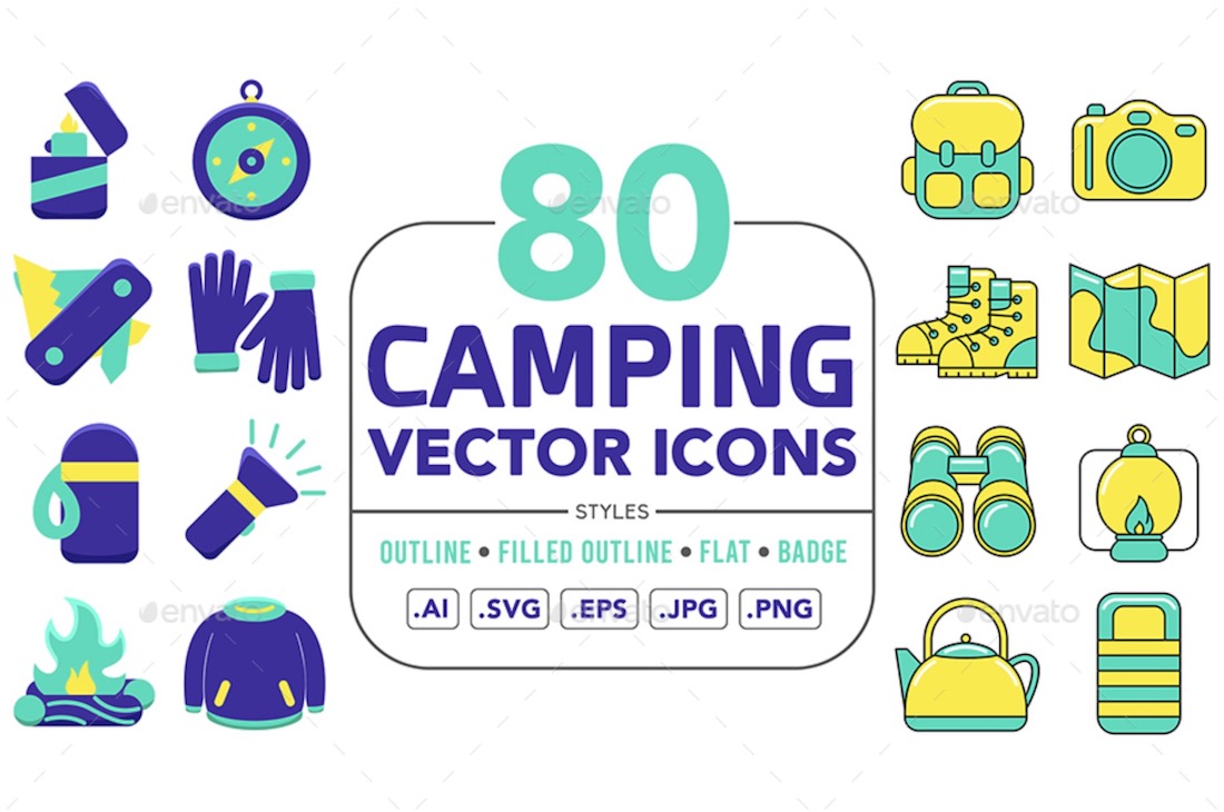camping vector icons