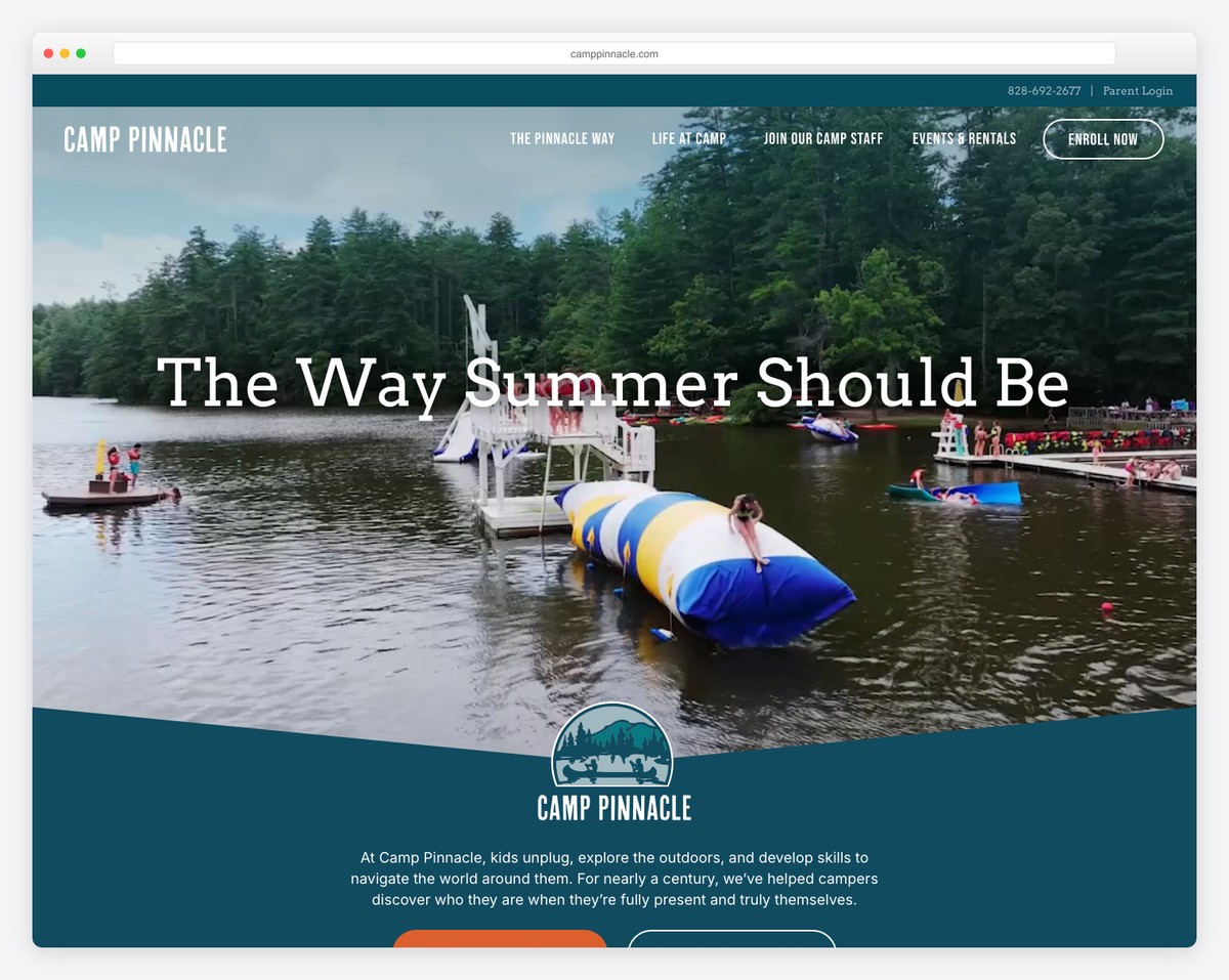 camp pinnacle website example