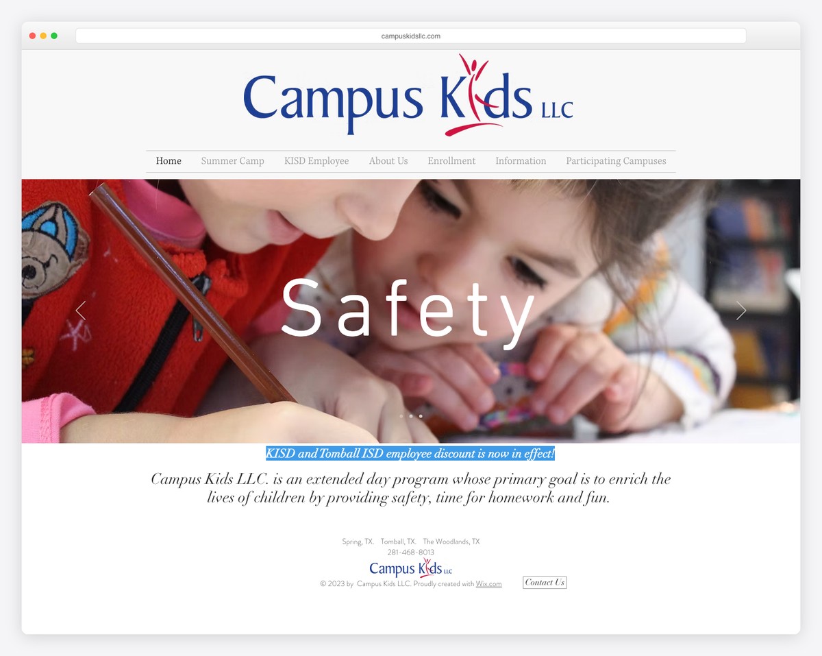campus kids llc website example