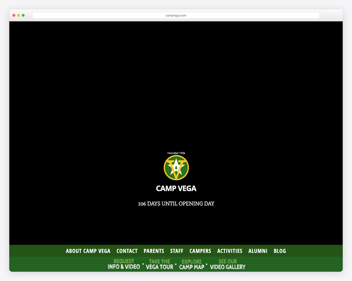 camp vega website example