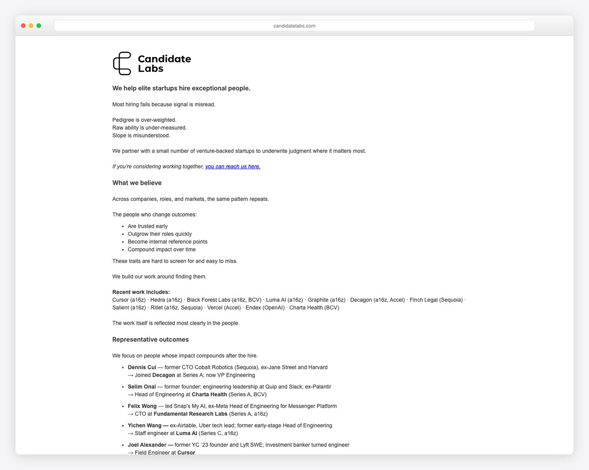 candidate labs website example