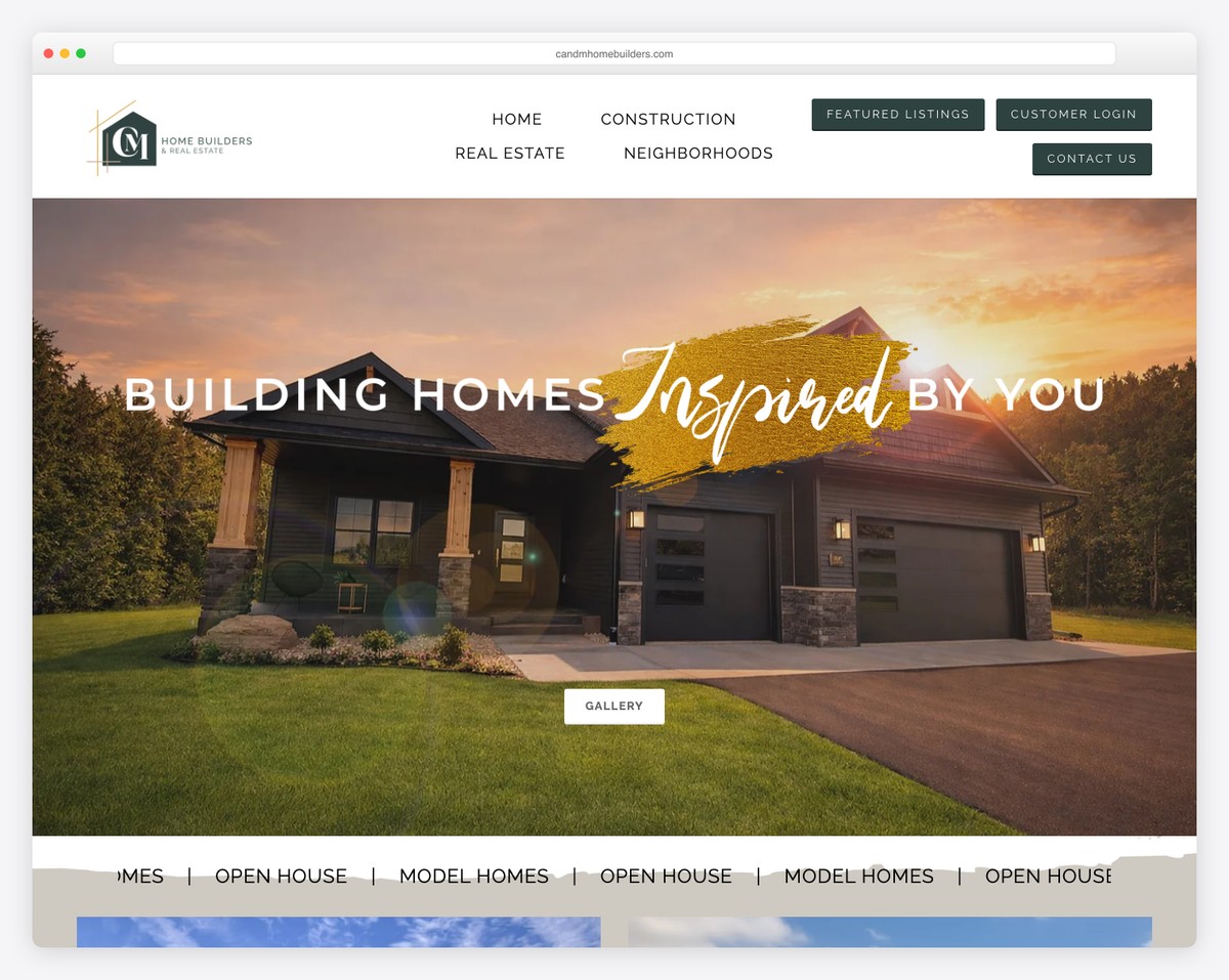 c&m home builders website example