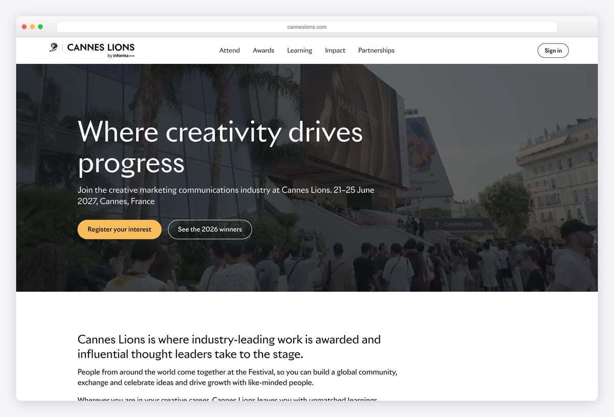Cannes Lions conference website