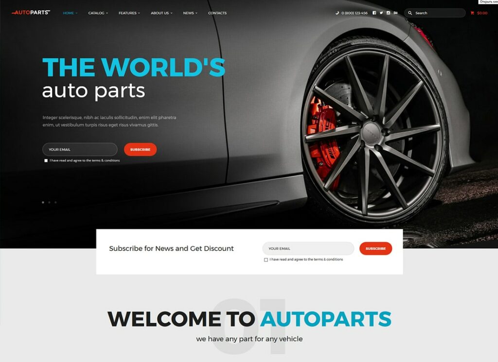 Car Parts Store & Auto Services WordPress Theme + Elementor
