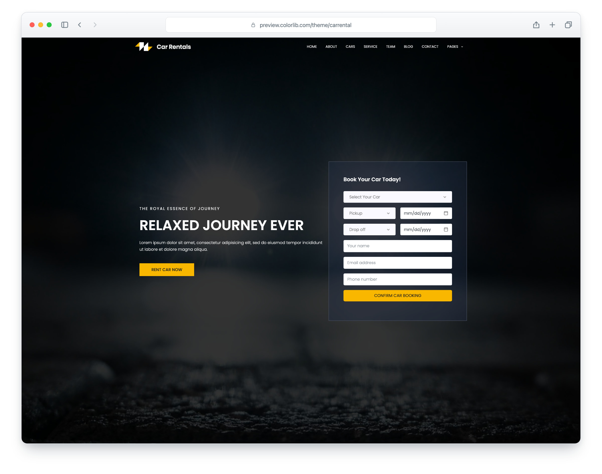 Car Rental website template
