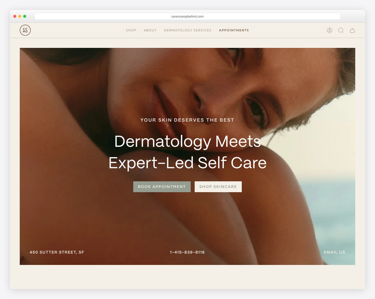 ccmd dermatology (dr. caren campbell) website example