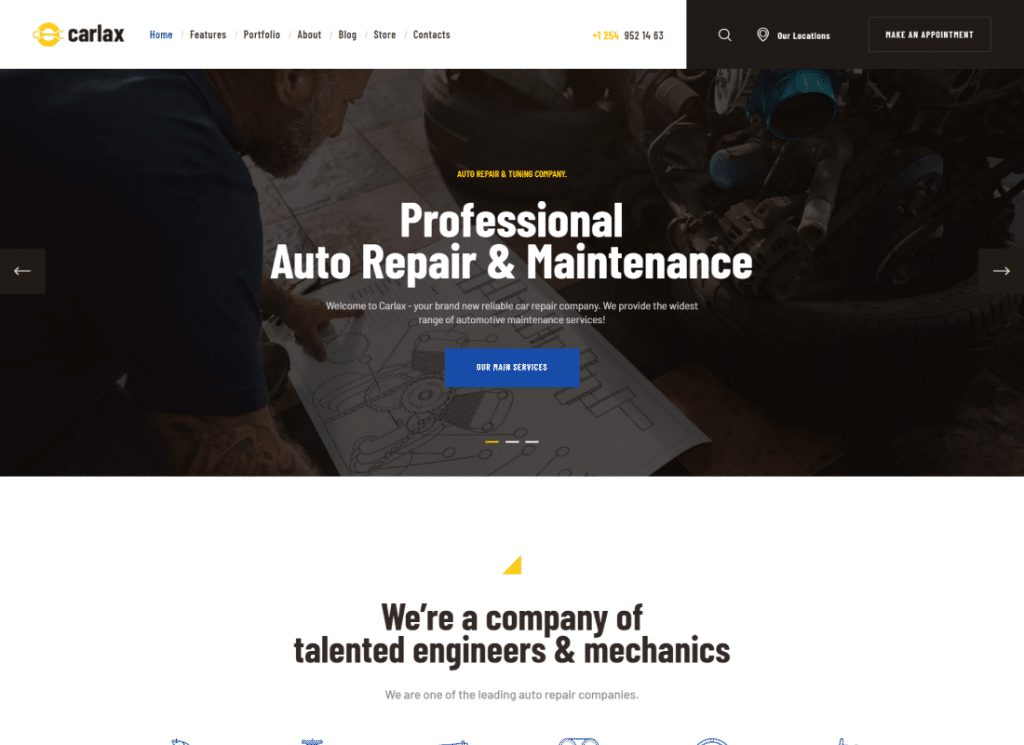 Carlax - Car Parts Store & Auto Service WordPress Theme