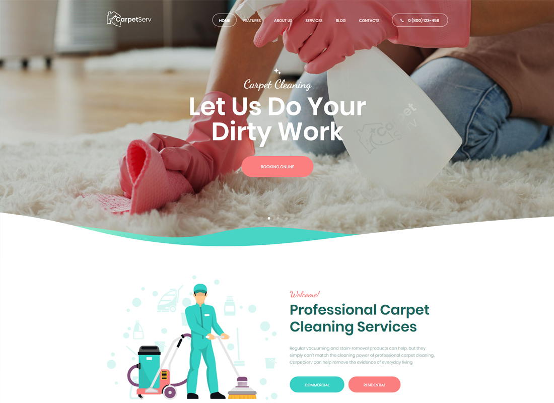 CarpetServ - Cleaning Company & Janitorial Services WordPress Theme