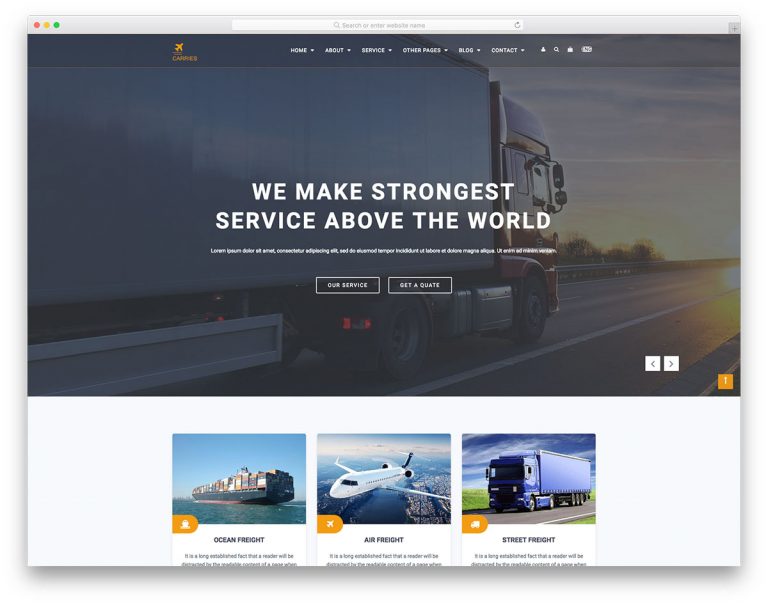 Carries website template screenshot