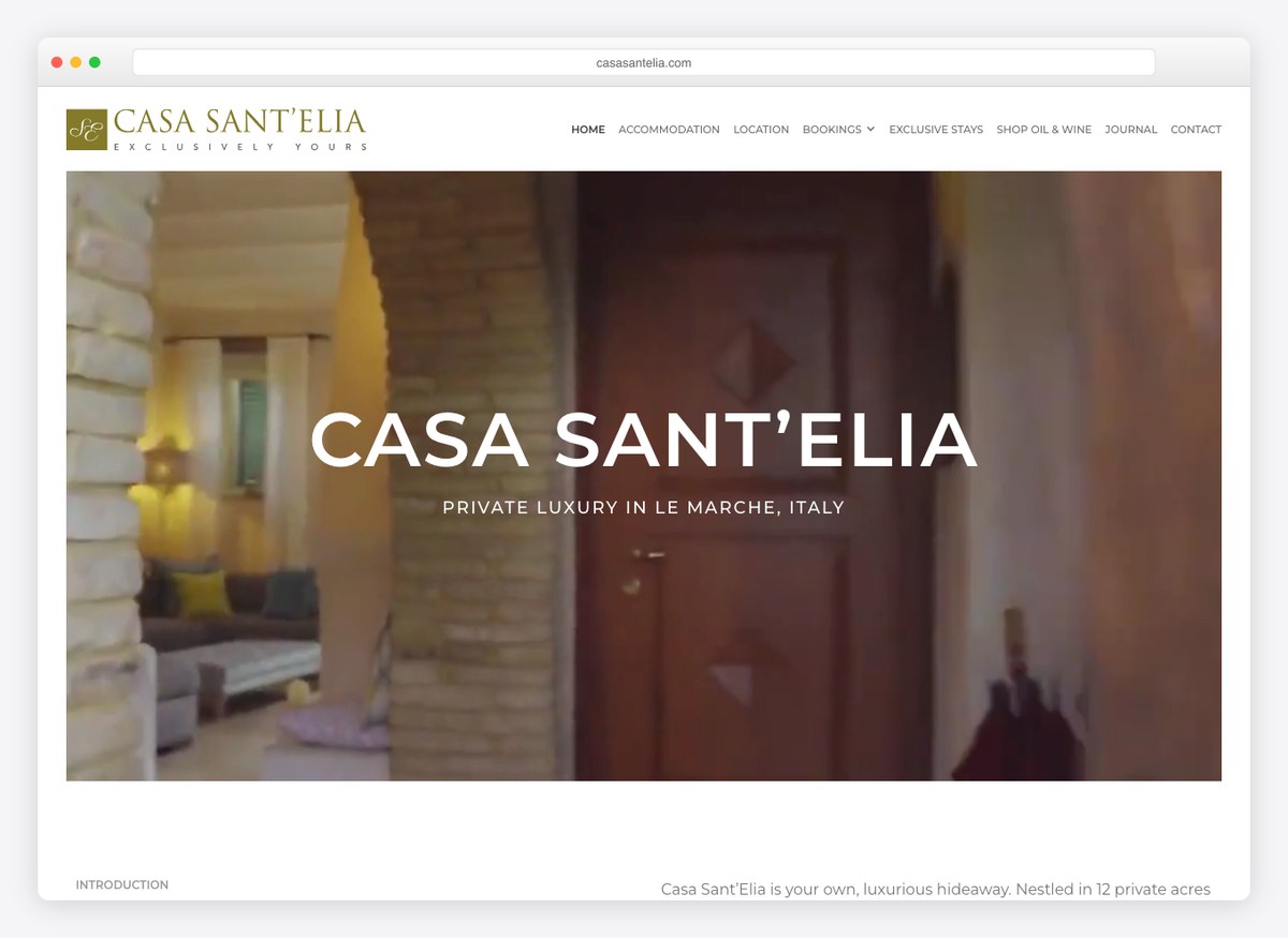 Casa Sant’Elia event website homepage