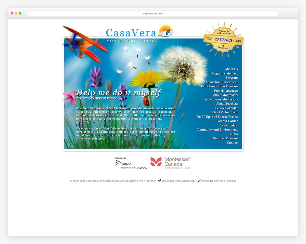 casa vera montessori website example