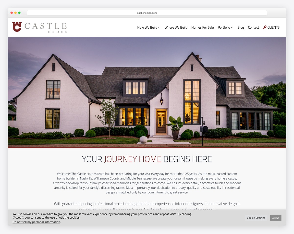 castle homes website example