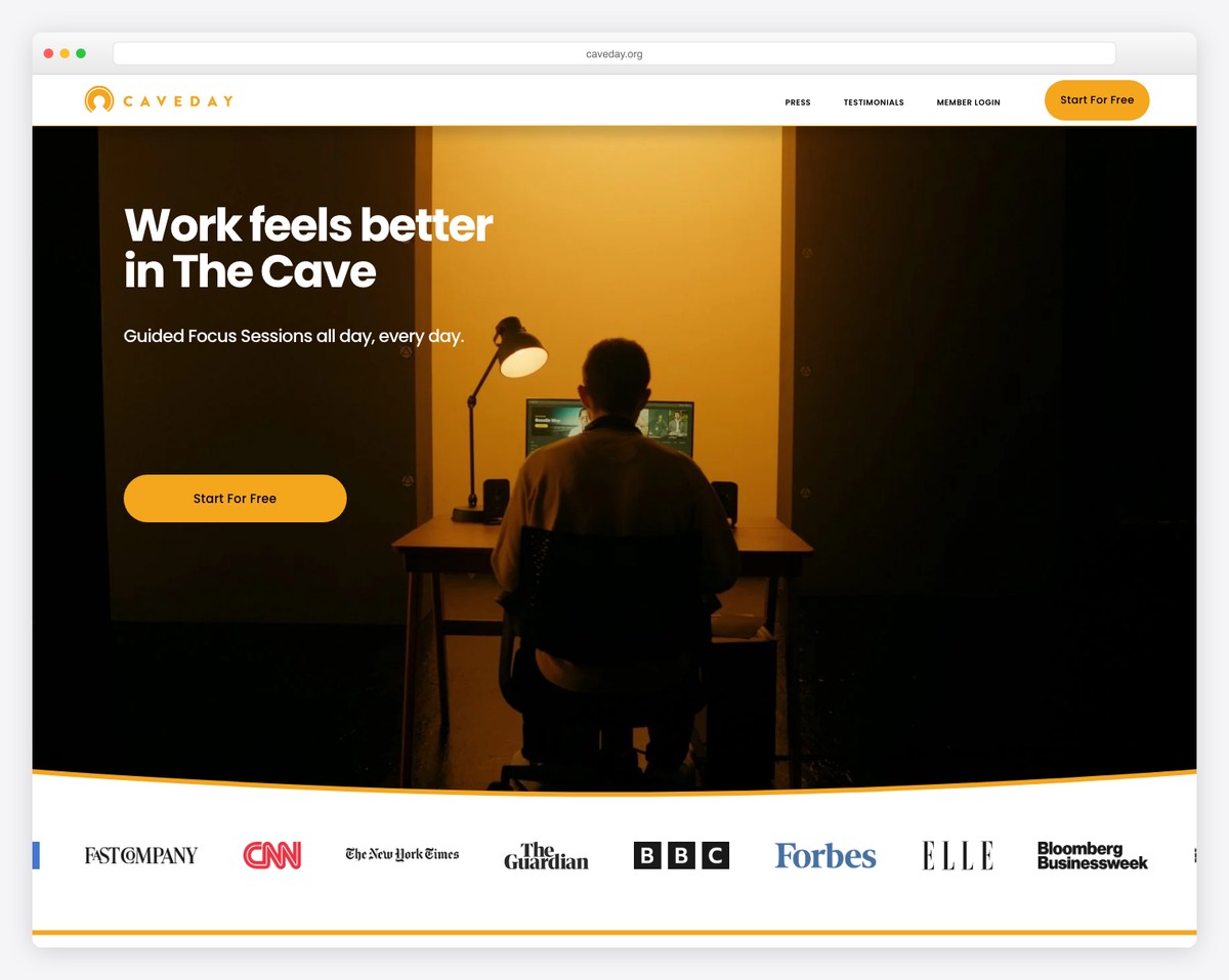 caveday website example