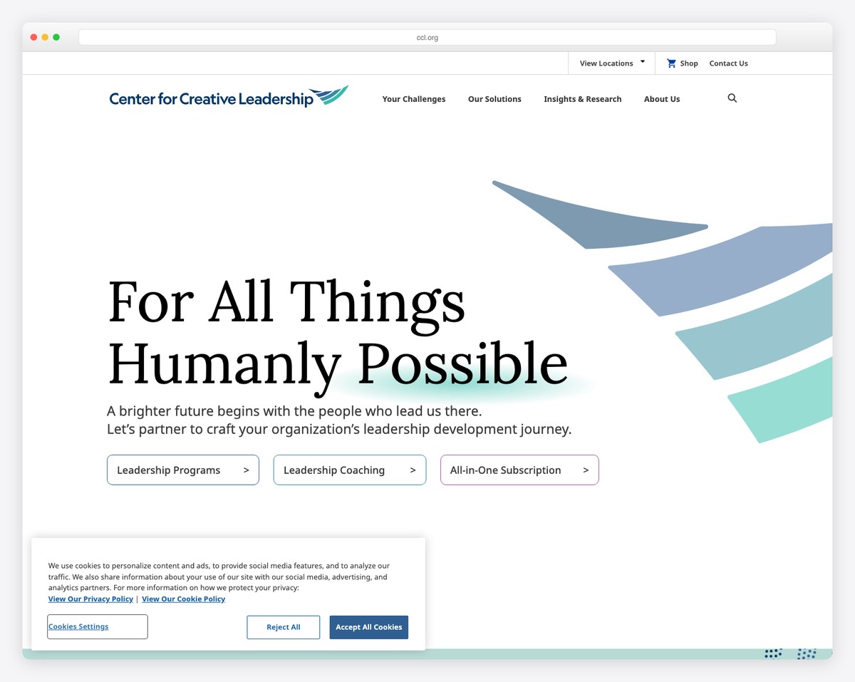 center for creative leadership website example