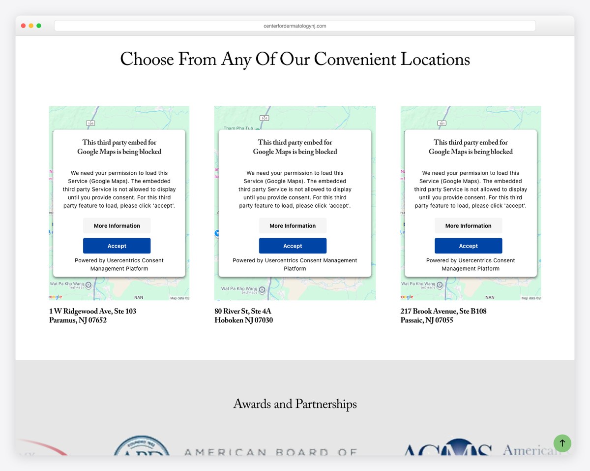 center for dermatology and skin surgery website example