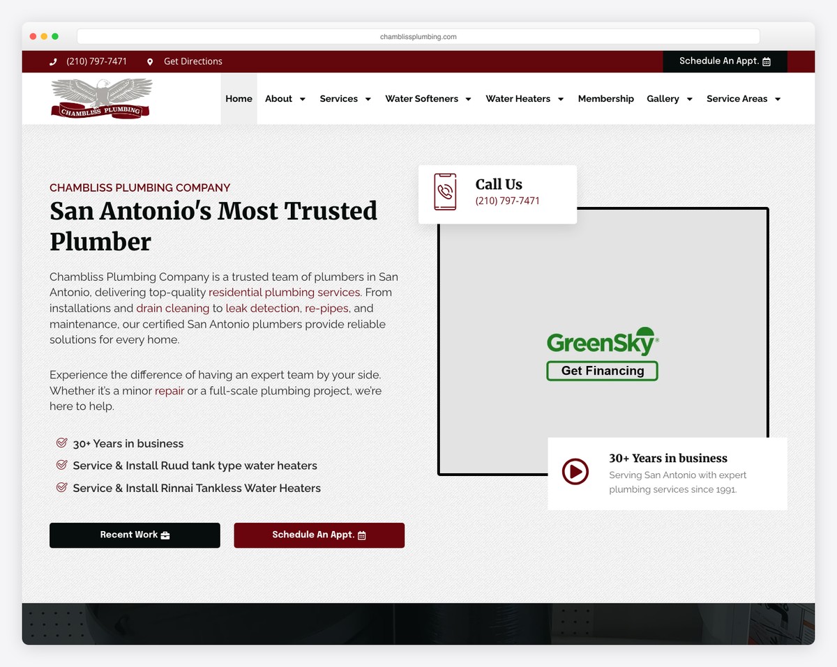 Chambliss Plumbing Company website