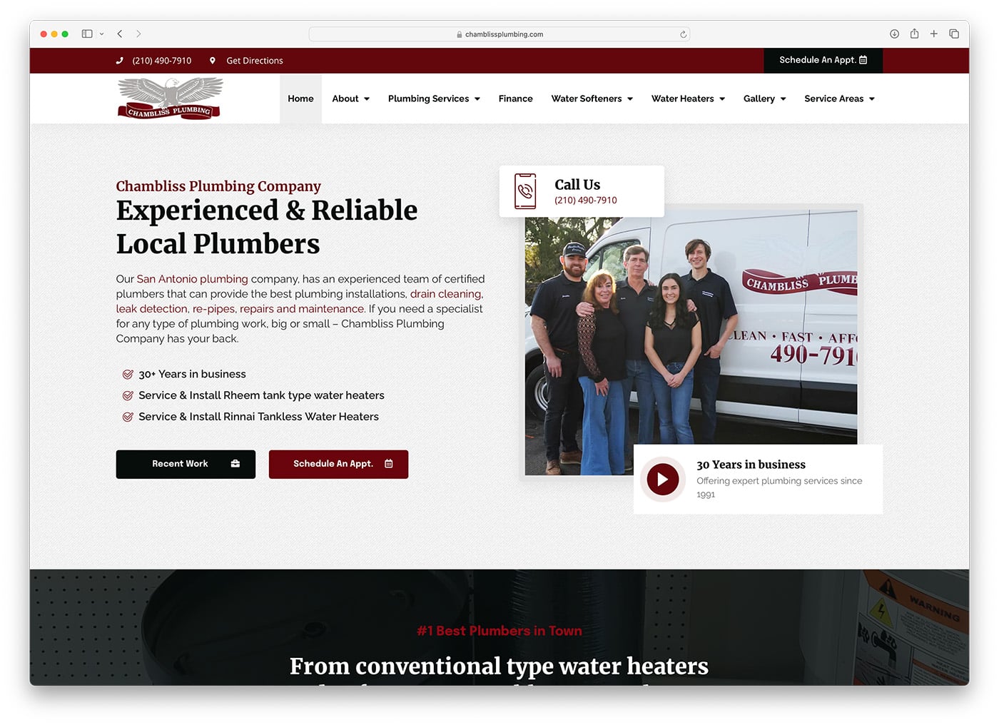 Chambliss Plumbing Company website