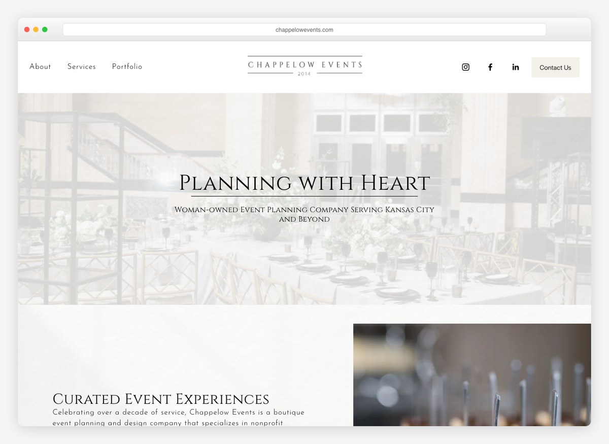 Chappelow Events event website homepage