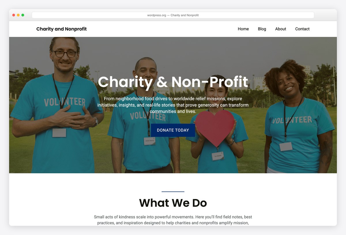 Charity and Nonprofit free WordPress theme demo