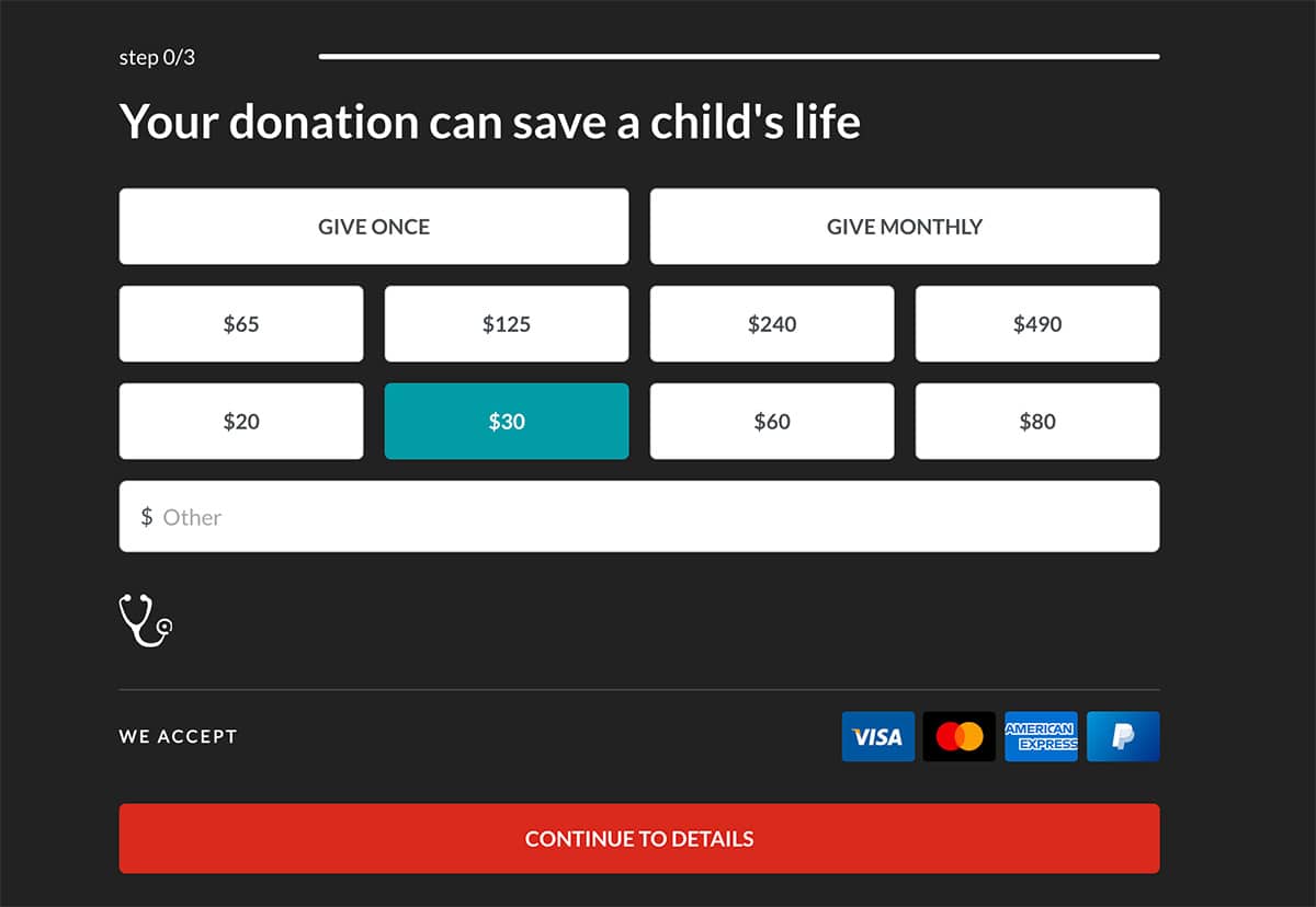 Charity website donatione xamples