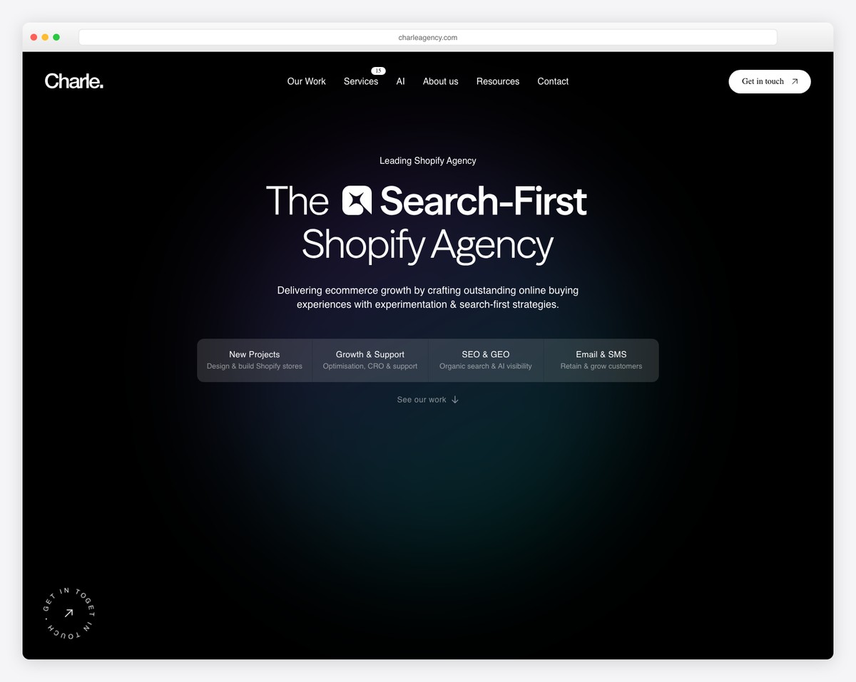 charle agency website example