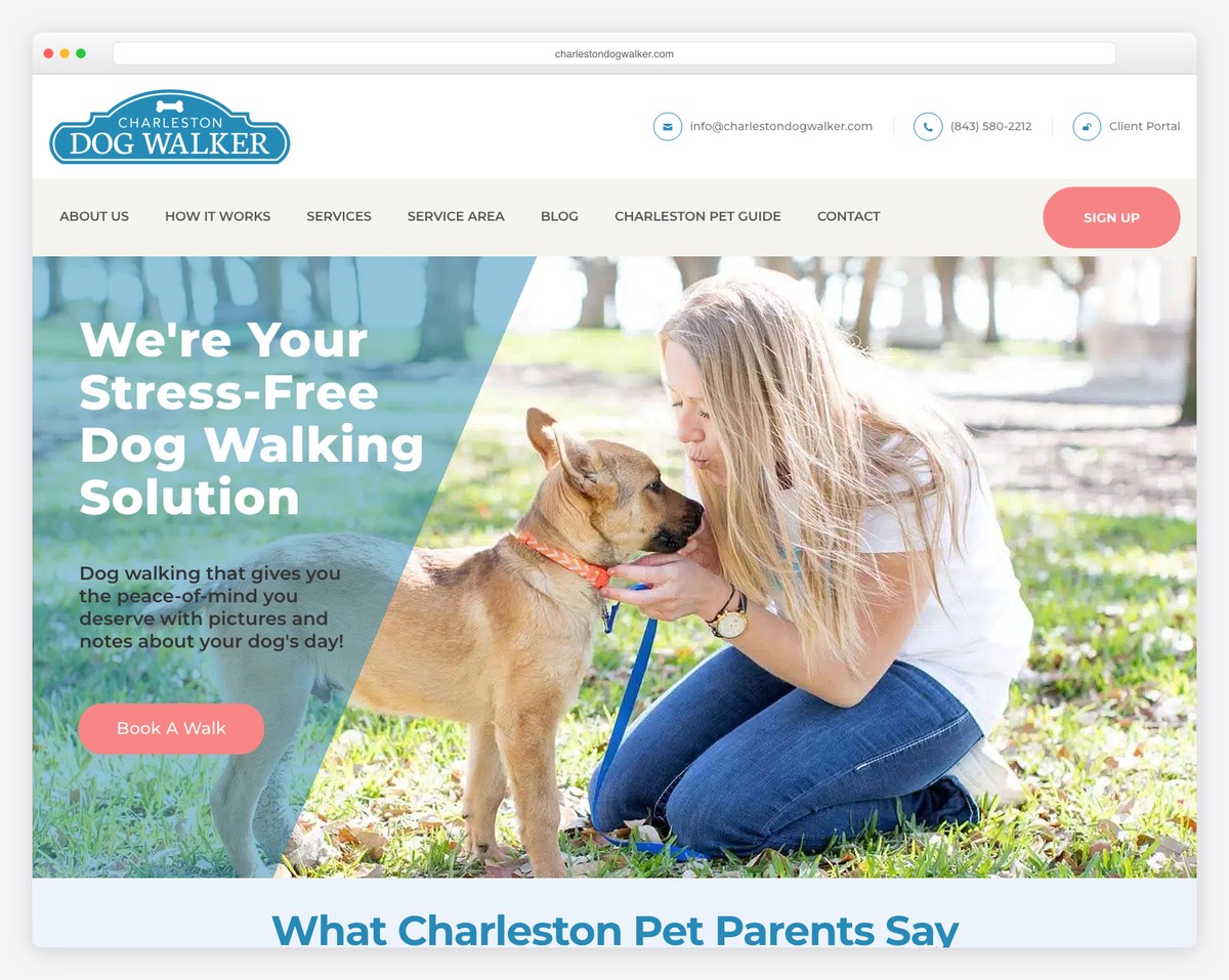 charleston dog walker website example
