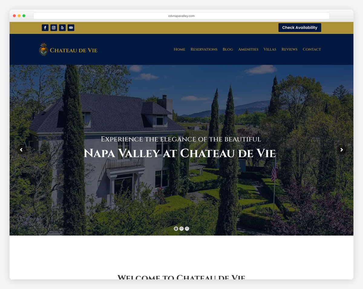 chateau de vie napa valley bed and breakfast website