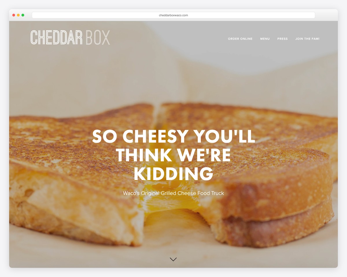 cheddar box food truck website example