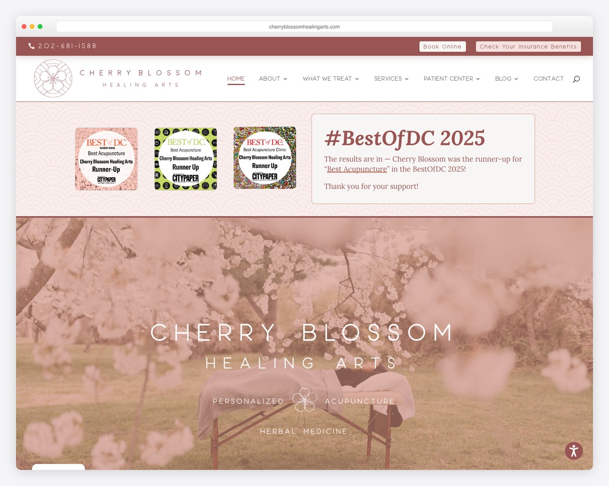 cherry blossom healing arts website example